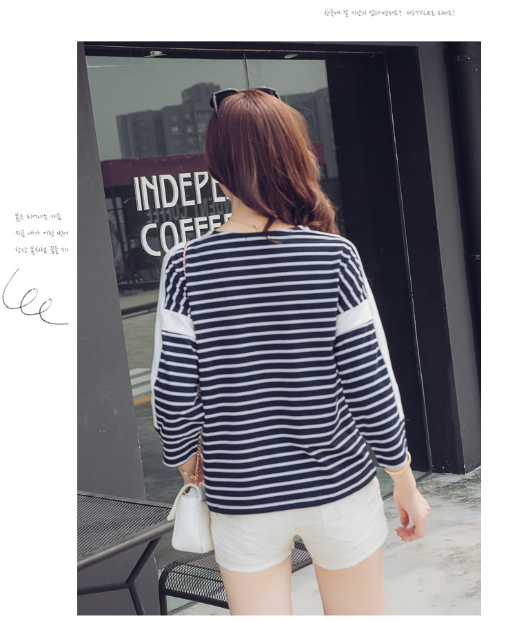 WT7388 Fashion Stripe Top Blue