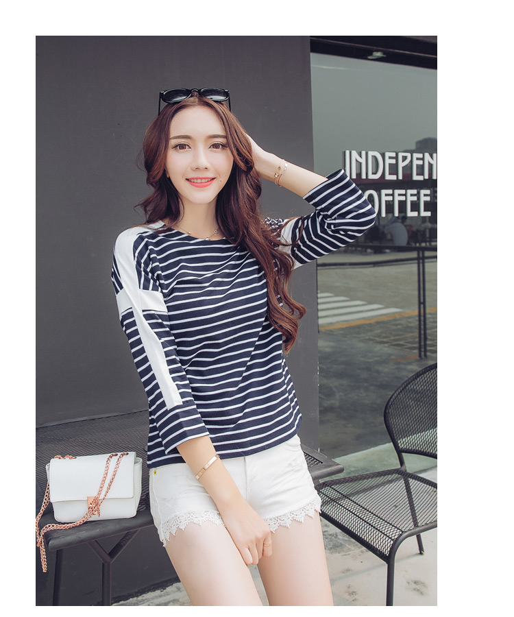 WT7388 Fashion Stripe Top Blue