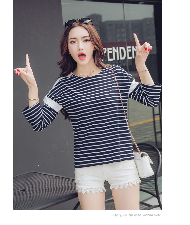 WT7388 Fashion Stripe Top Blue