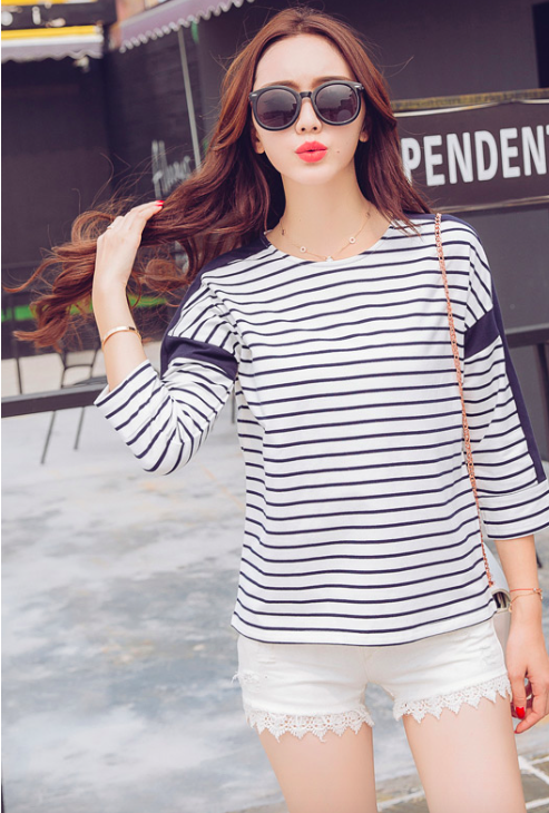 WT7388 Fashion Stripe Top White