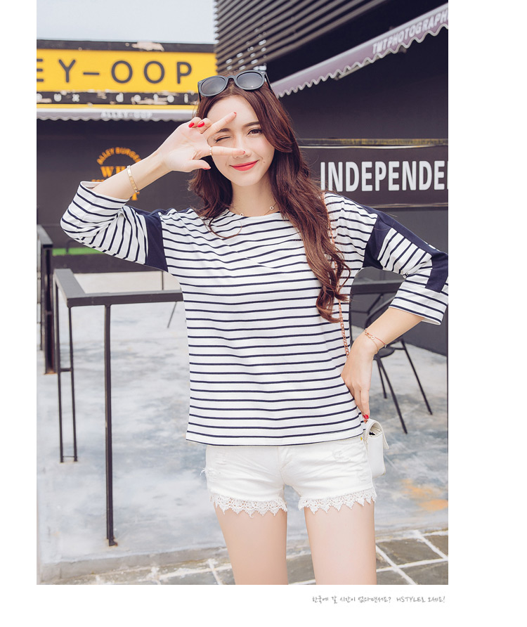 WT7388 Fashion Stripe Top White