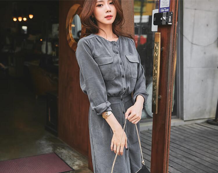 WD7390 Korea Stylish Dress Grey