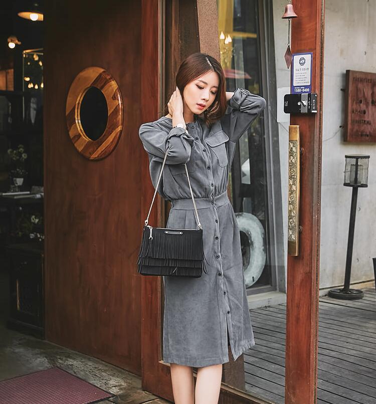 WD7390 Korea Stylish Dress Grey