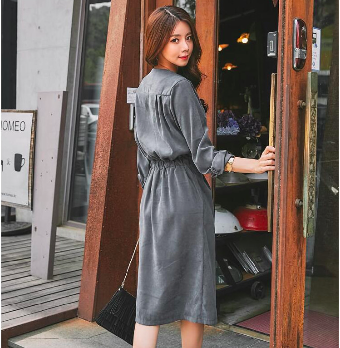 WD7390 Korea Stylish Dress Grey