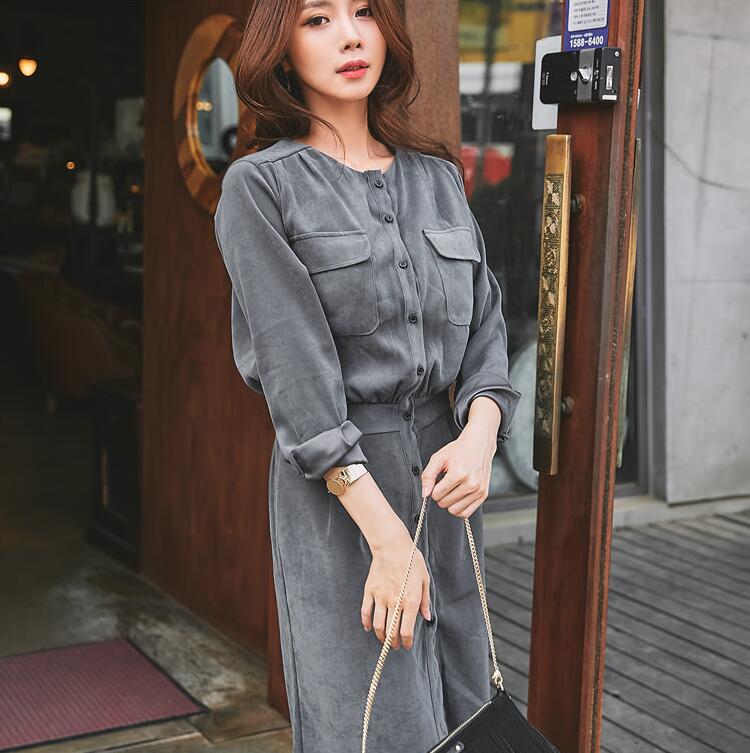 WD7390 Korea Stylish Dress Grey