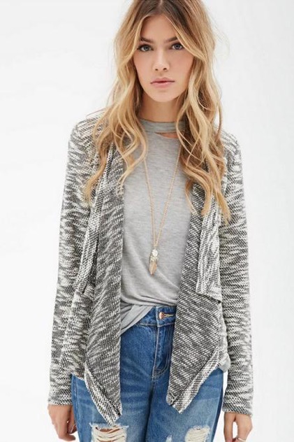 WJ7396 Europe Fashion Cardigan Grey