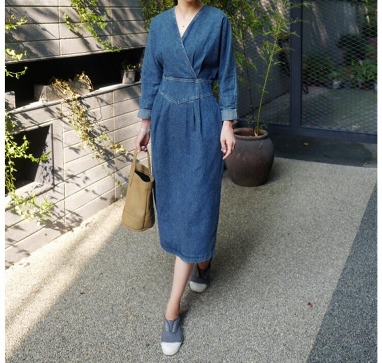 WD7403 Denim Dress Dark Blue