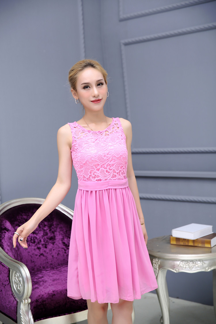 WD7407 Trendy Lace Dress Pink