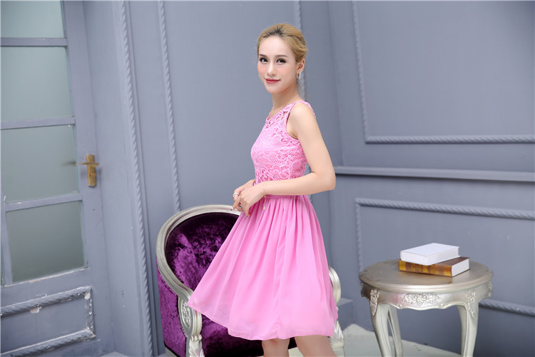 WD7407 Trendy Lace Dress Pink