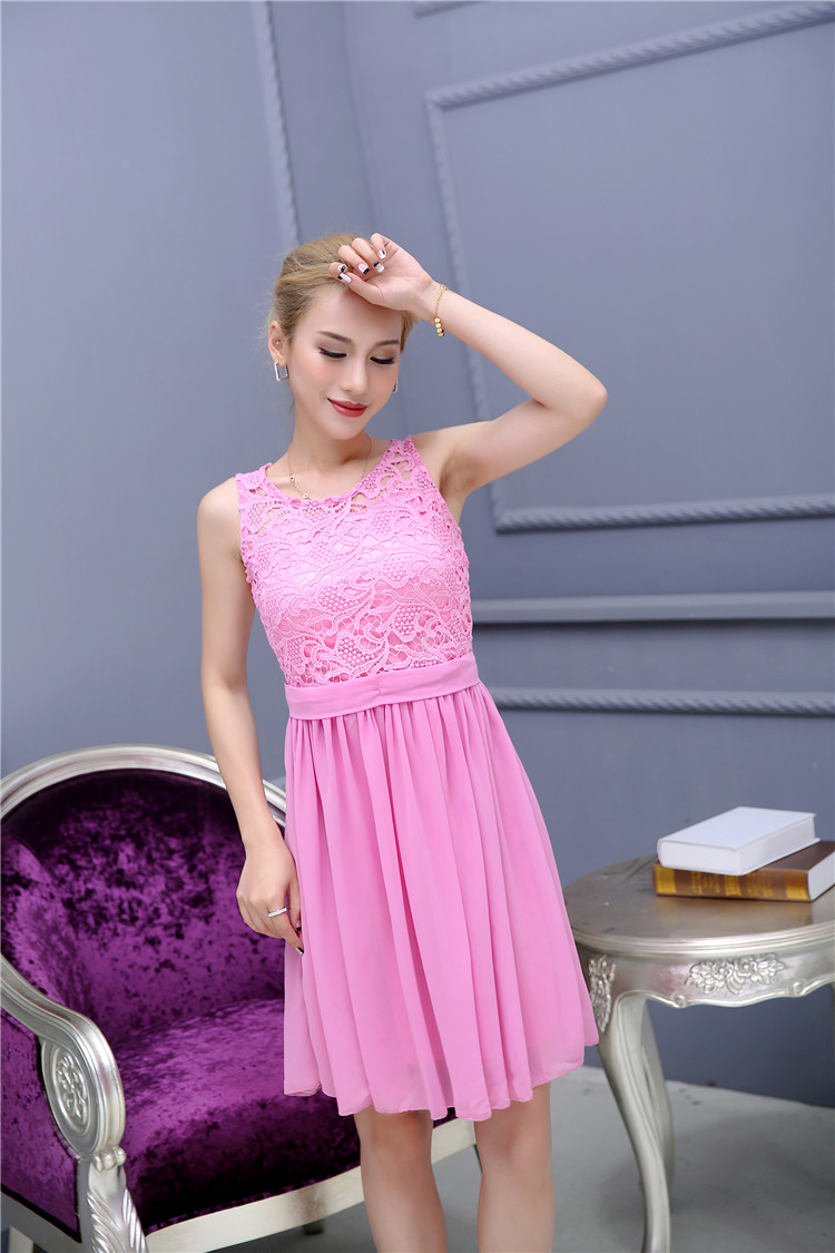 WD7407 Trendy Lace Dress Pink