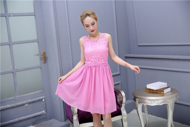 WD7407 Trendy Lace Dress Pink