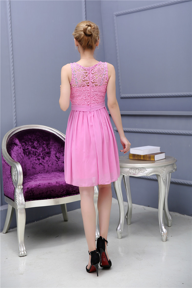 WD7407 Trendy Lace Dress Pink