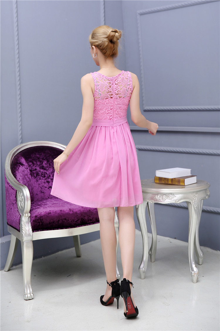 WD7407 Trendy Lace Dress Pink