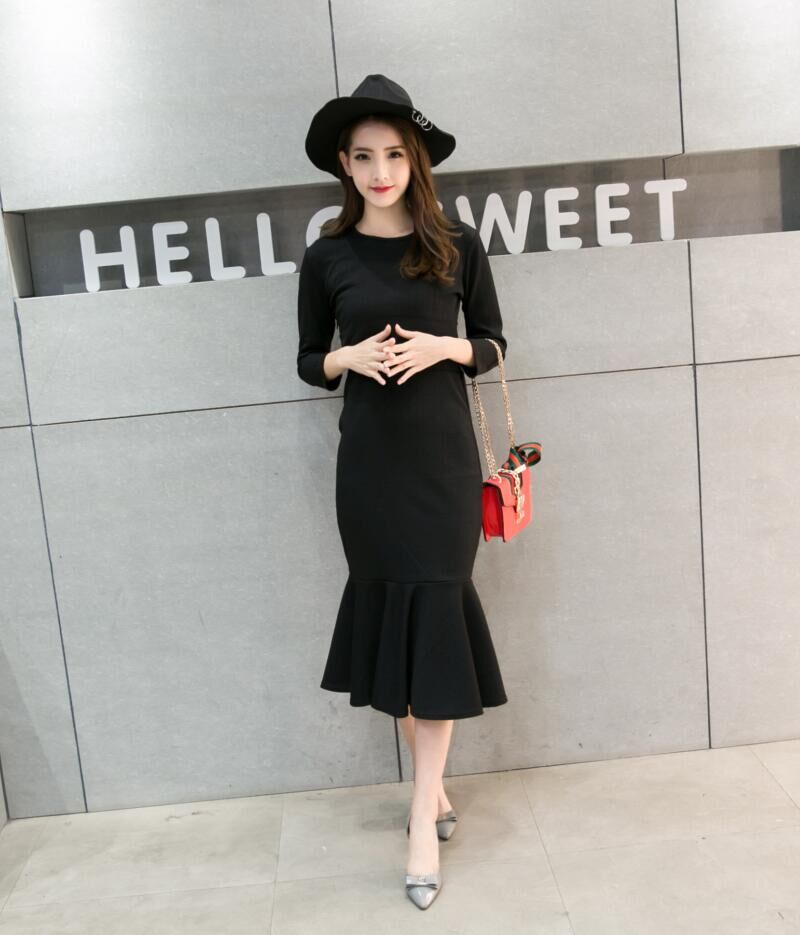 WD7419 Korea Fashion Dress Black