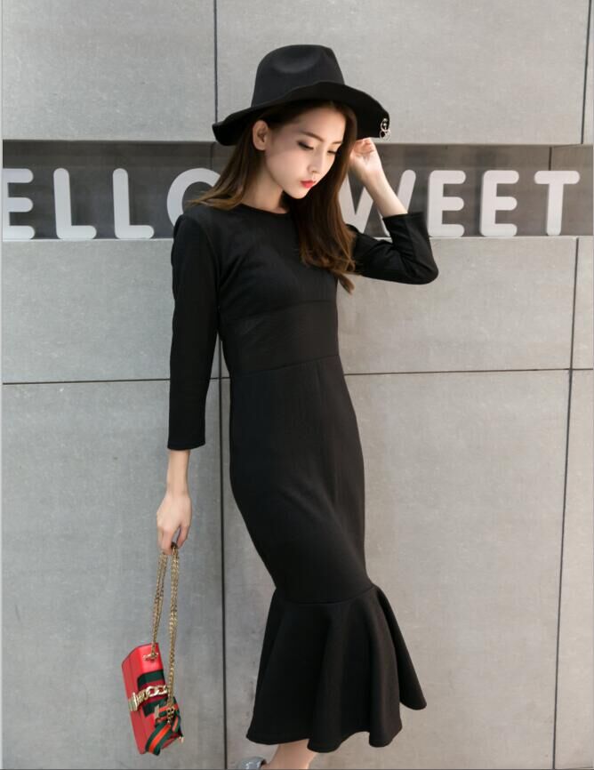 WD7419 Korea Fashion Dress Black