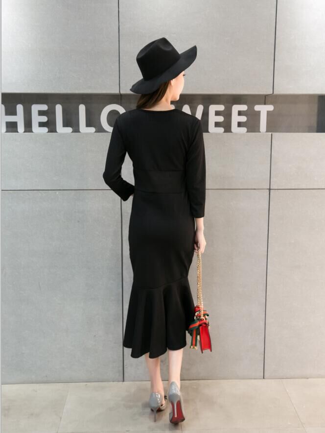 WD7419 Korea Fashion Dress Black