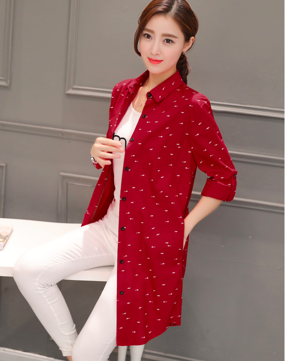 WT7420 Stylish Long Top Red