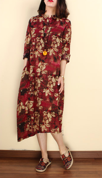 WD7426 Floral Dress Maroon