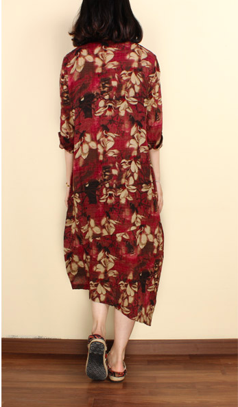 WD7426 Floral Dress Maroon