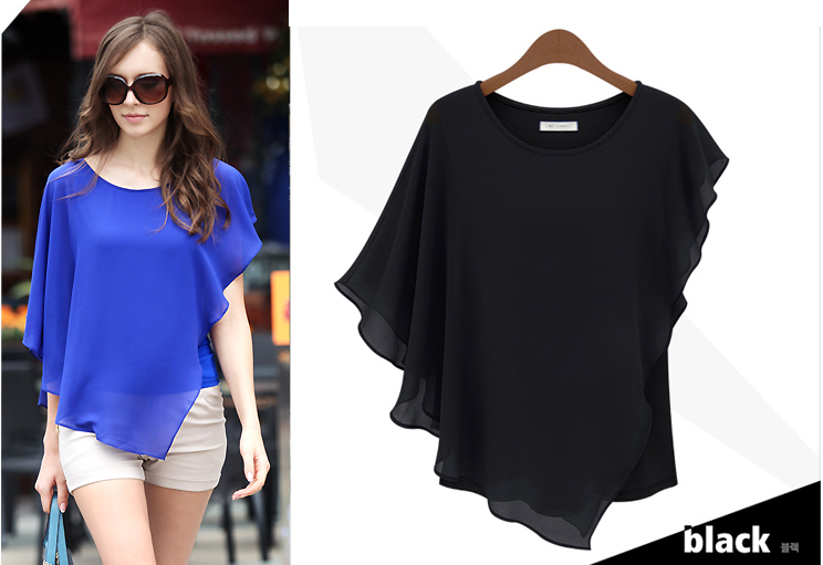 WT3757 Stylish Chiffon Top Black