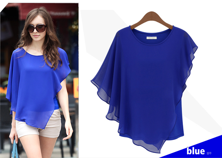 WT3757 Stylish Chiffon Top Blue