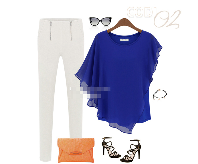 WT3757 Stylish Chiffon Top Blue