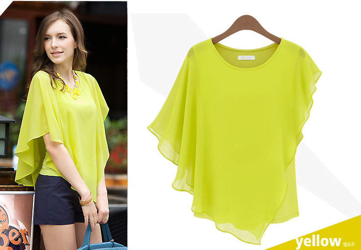 WT3757 Stylish Chiffon Top Yellow