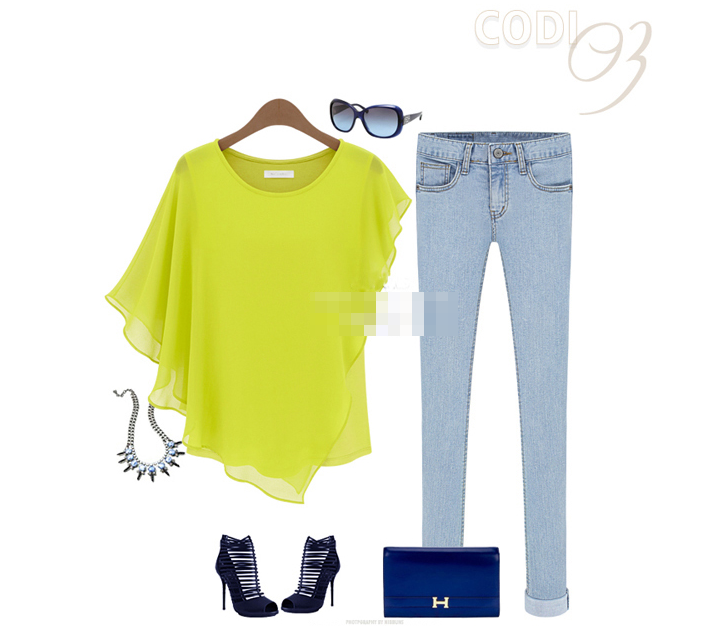 WT3757 Stylish Chiffon Top Yellow