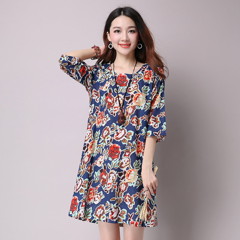 WD7431 Sweet Floral Dress Blue