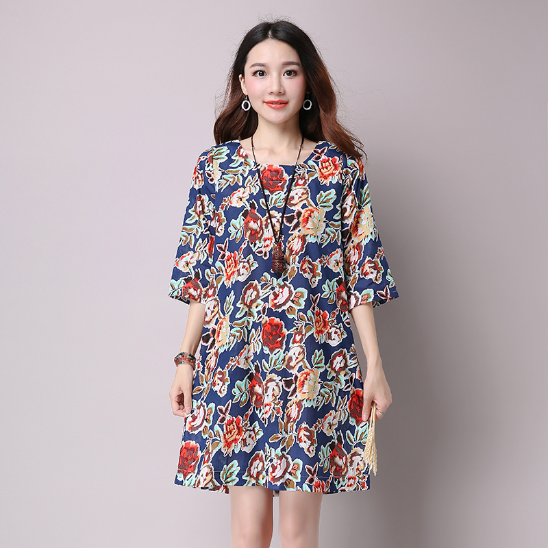 WD7431 Sweet Floral Dress Blue