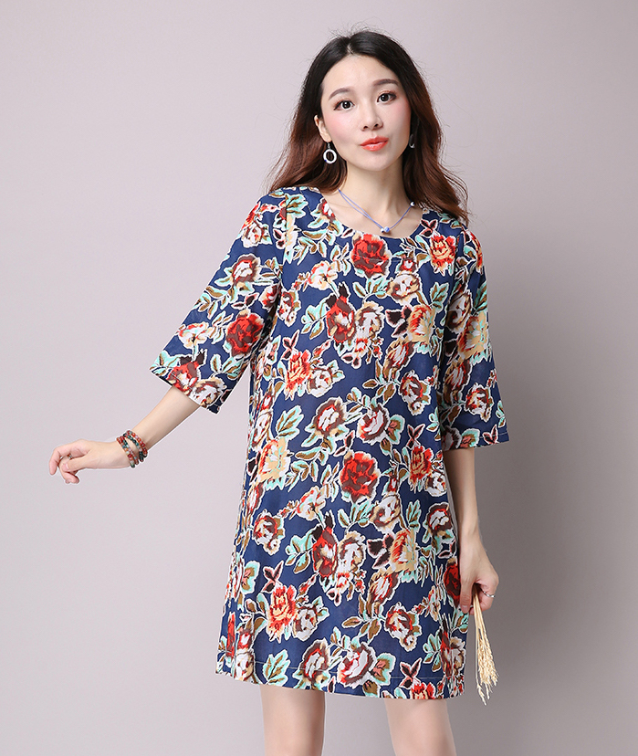 WD7431 Sweet Floral Dress Blue