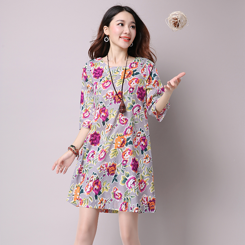 WD7431 Sweet Floral Dress Grey