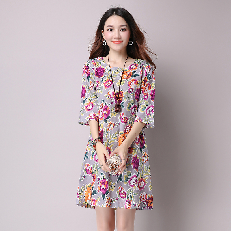 WD7431 Sweet Floral Dress Grey