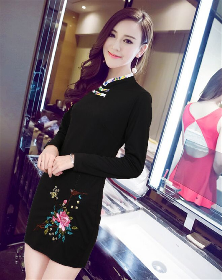 WD7481 Elegant Cheongsam Black