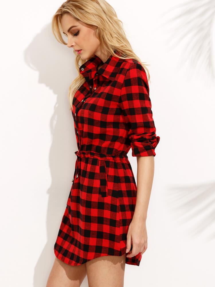 WD7487 Fashion Checker Dress Red