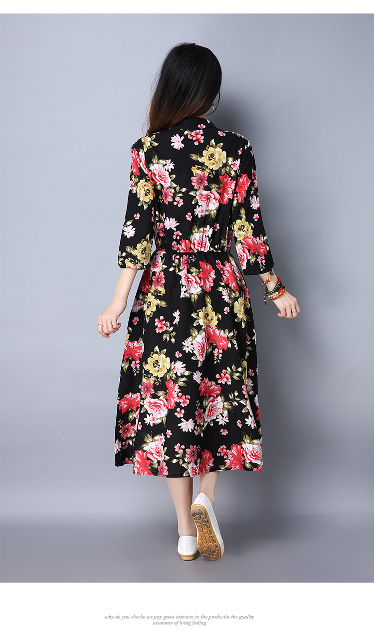 WD7496 Elegant Floral Dress Black