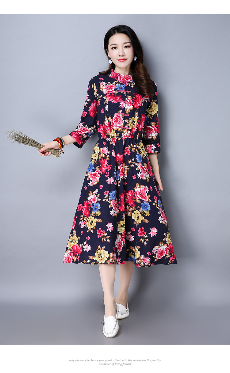 WD7496 Elegant Floral Dress Blue