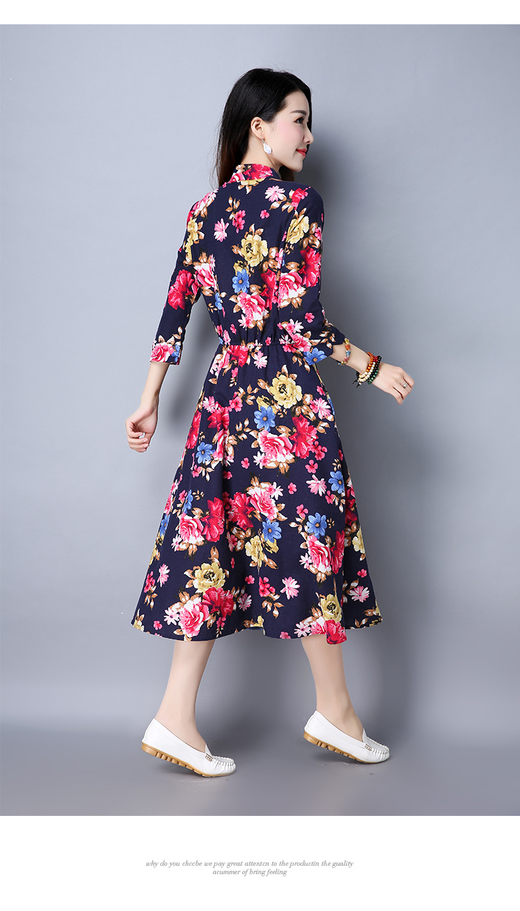 WD7496 Elegant Floral Dress Blue