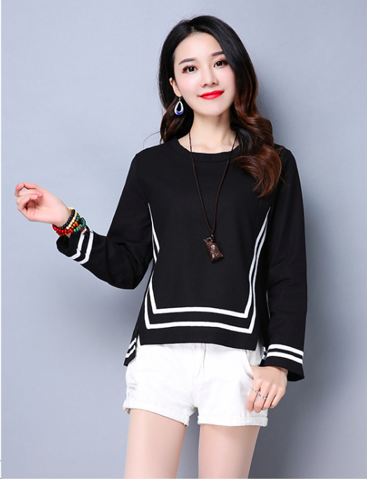 WT7508 Korea Stylish Top Black