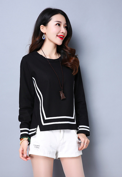 WT7508 Korea Stylish Top Black