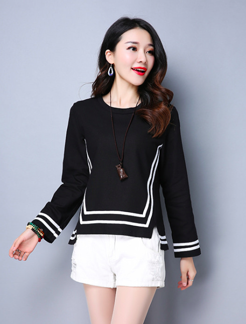 WT7508 Korea Stylish Top Black