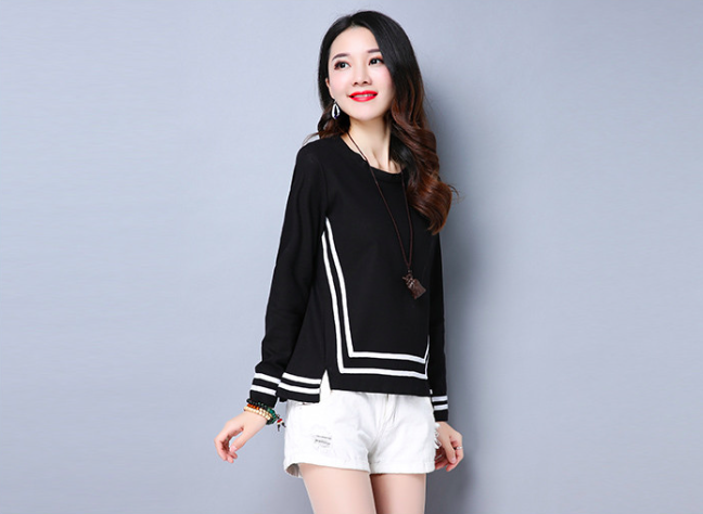 WT7508 Korea Stylish Top Black