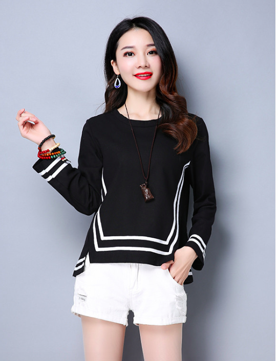 WT7508 Korea Stylish Top Black