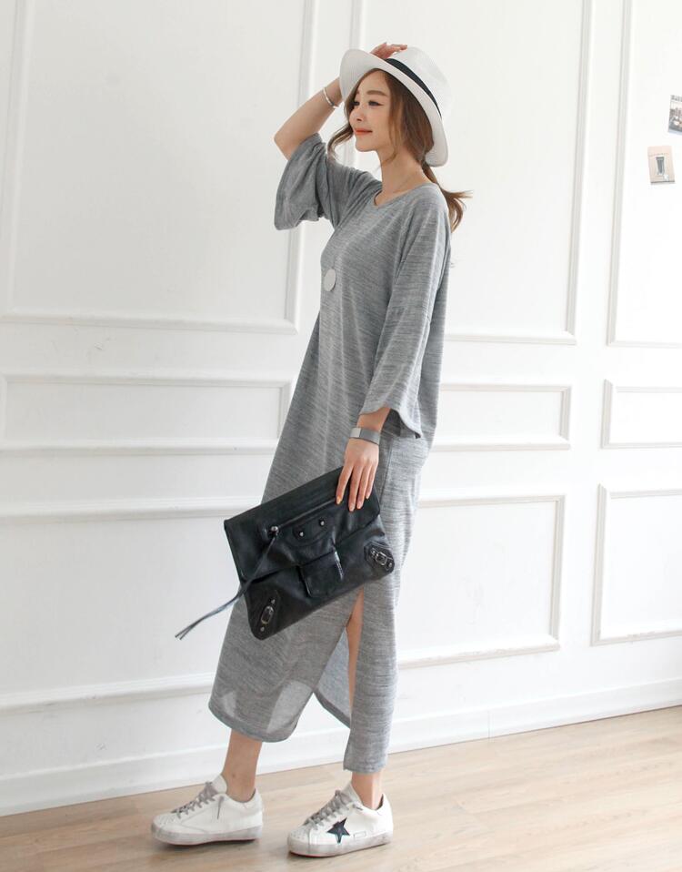 WD7516 Korea Fashion Dress Grey