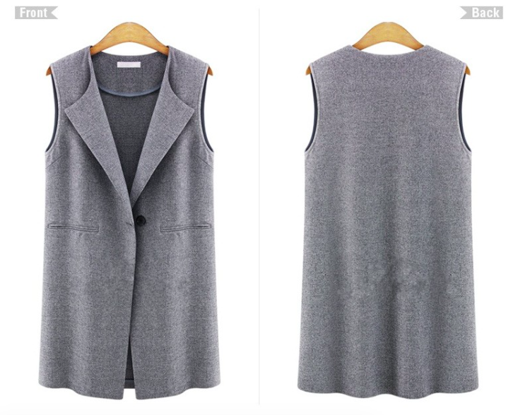 WJ7528 Sleeveless Fashion Coat Grey