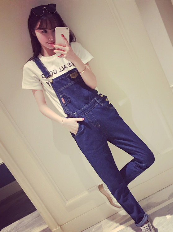 WP3779 Fashion Denim Jumpsuit Blue