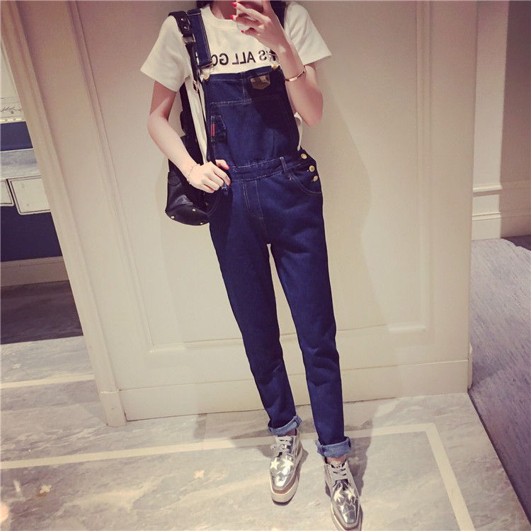 WP3779 Fashion Denim Jumpsuit Blue