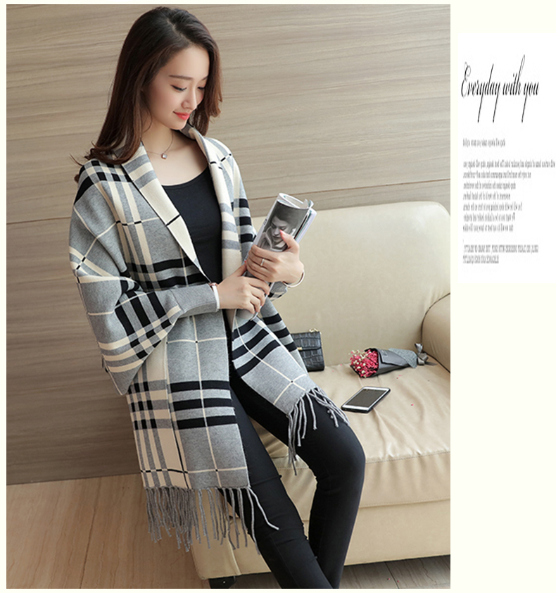 WJ3791 Checker Cardigan Grey