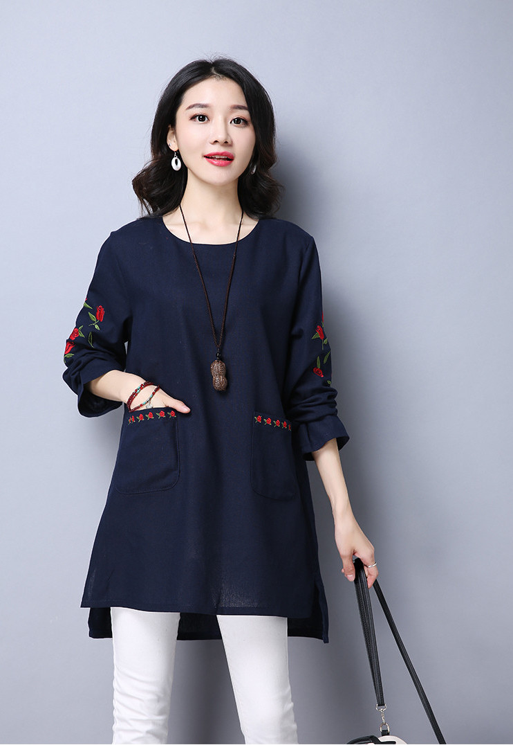 WT7507 Fashion Top Dark Blue