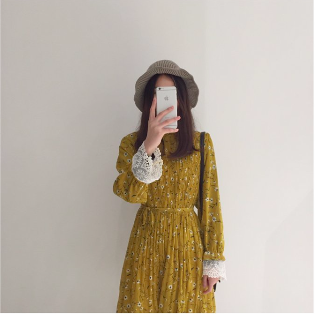 WD7537 Pretty Floral Dress Yellow